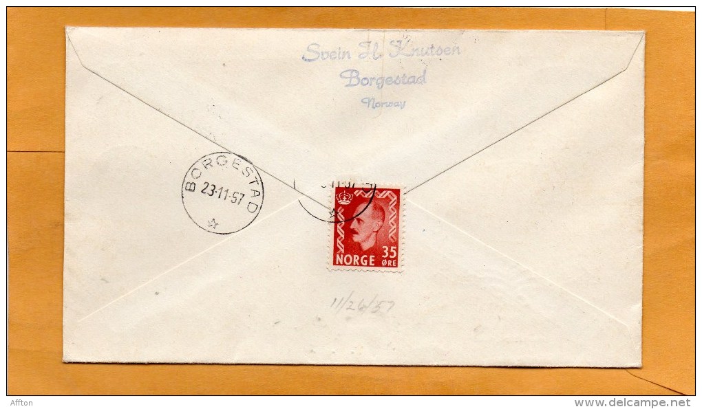 Norway 1957 FDC Mailed To USA - FDC