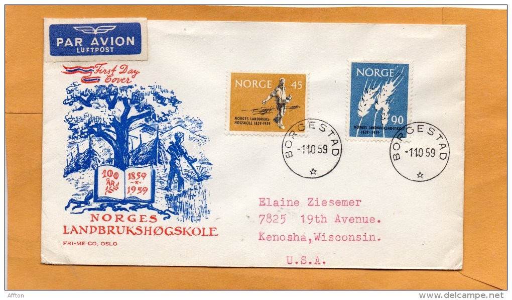 Norway 1959 FDC Mailed To USA - FDC