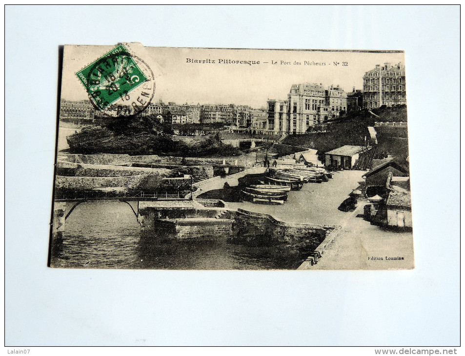 Carte Postale Ancienne : BIARRITZ : Le Port Des Pecheurs En 1913 - Biarritz