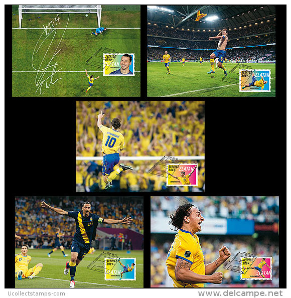 Zweden  2014  Zlatan Ibrahimovic Voetbal Soccer Fussbal   MAXICARDS  COMPLETE SET   Postfris/mnh - Ungebraucht