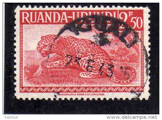 RUANDA URUNDI 1948 1950 FAUNA LEOPARD ANIMAL ANIMALE LEOPARDO USED - Usati