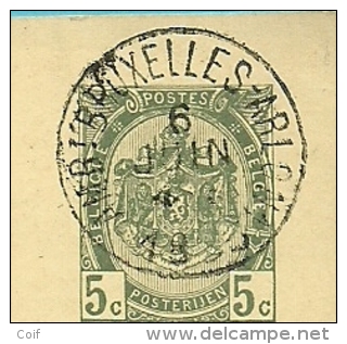 Entier 1895 Met Treinstempel (ambulant) AMBt. BRUXELLES-ARLON Met Omkaderde Naamstempel (griffe D´origine) ARLON - Ambulante Stempels