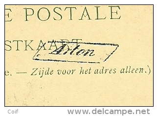 Entier 1895 Met Treinstempel (ambulant) AMBt. BRUXELLES-ARLON Met Omkaderde Naamstempel (griffe D´origine) ARLON - Ambulante Stempels