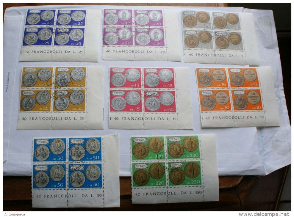 SAN MARINO 1972-73 LOTTO USED BLOCKS , 3 COMPLETE SETS, ORIGINAL GUM - Used Stamps