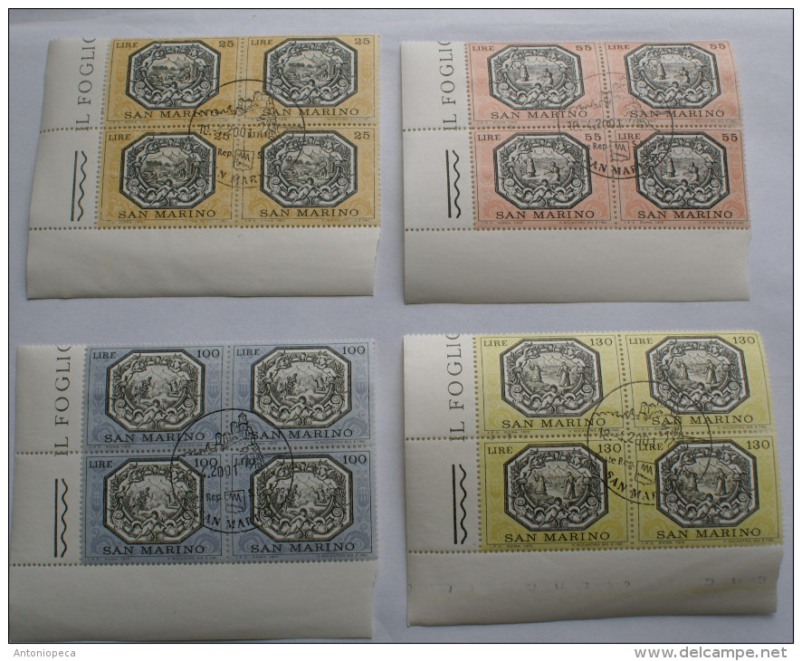 SAN MARINO 1972-73 LOTTO USED BLOCKS , 3 COMPLETE SETS, ORIGINAL GUM - Used Stamps