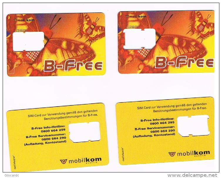 AUSTRIA - MOBIKOM (SIM GSM) - B-FREE  LOT OF 2 DIFFERENT -    USED WITHOUT CHIP  °  -  RIF. 5296 - Butterflies