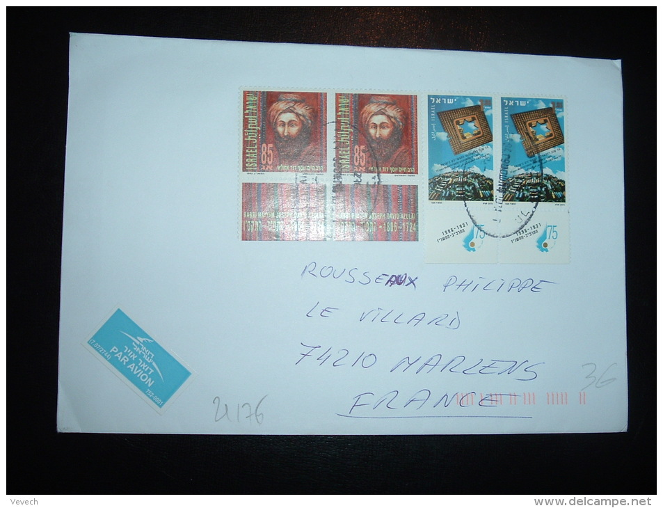 LETTRE PAR AVION POUR LA FRANCE TP 1 05 X2 AVEC TAB / TP 85 X2 AVEC TAB OBL. 01 04 09 - Usados (con Tab)