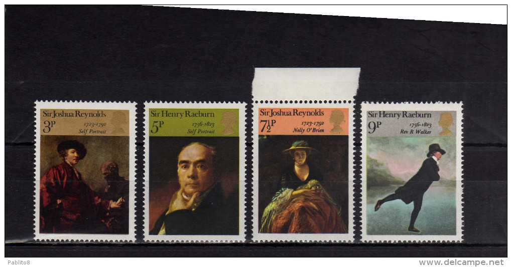 GREAT BRITAIN - GRAN BRETAGNA 1973 BRITISH PAINTINGS PORTRAITS QUADRI AUTORITRATTI JOSHUA REYNOLDS & HENRY RAEBURN MNH - Unused Stamps