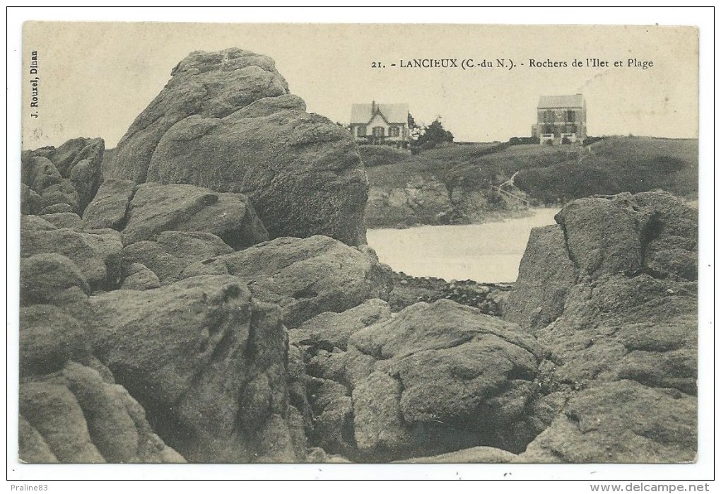 CPA -LANCIEUX -ROCHERS DE L' ILE ET PLAGE -Côtes D' Armor (22) -Circulé 1912 - Lancieux