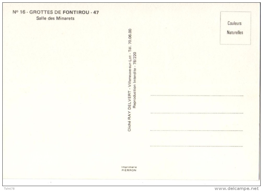 47----GROTTES DE FONTIROU--salle Des Minarets--voir 2 Scans - Other & Unclassified