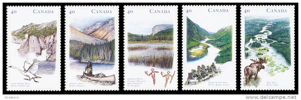 Canada (Scott No.1321-25 - Rivières Canadiennes / Canadian Rivers) (o) Série / Set - Oblitérés