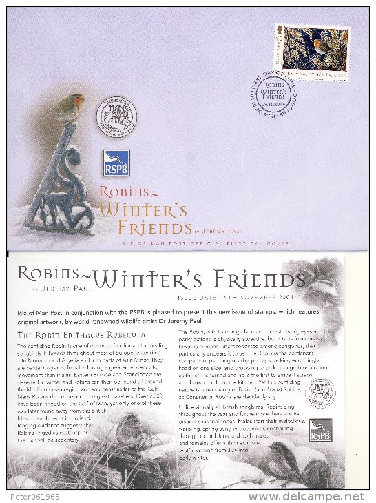 FDC - Isle Of Man - Robins - Winter Friends - 2004 - 2001-2010 Decimal Issues