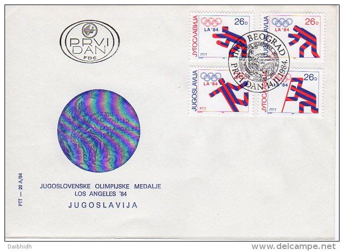 YUGOSLAVIA 1984 Olympic Medals On 2 FDCs.  Michel 2075-82 - FDC