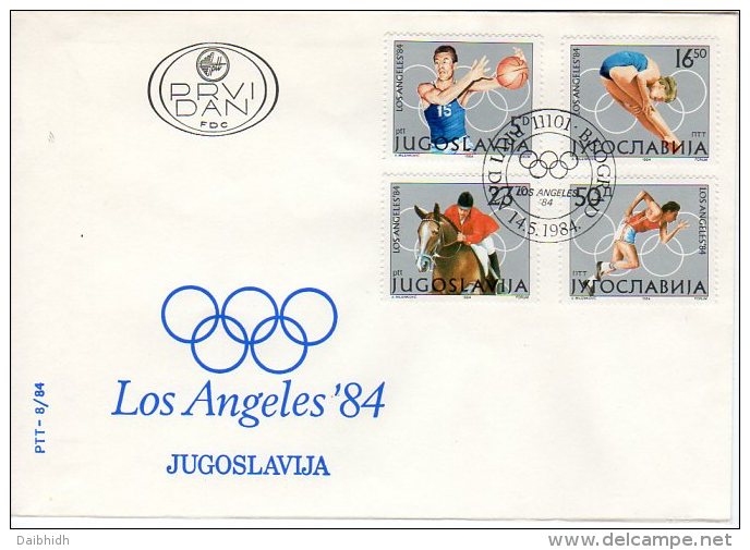 YUGOSLAVIA 1984 Summer Olympics: Los Angeles FDC.  Michel 2048-51 - FDC