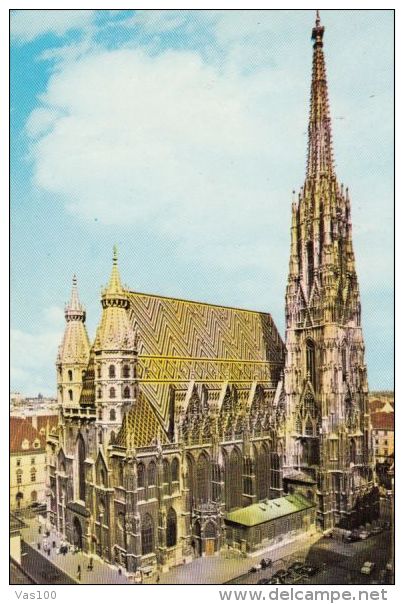 CPA VIENNA- ST STEPHEN'S CATHEDRAL, CAR - Churches