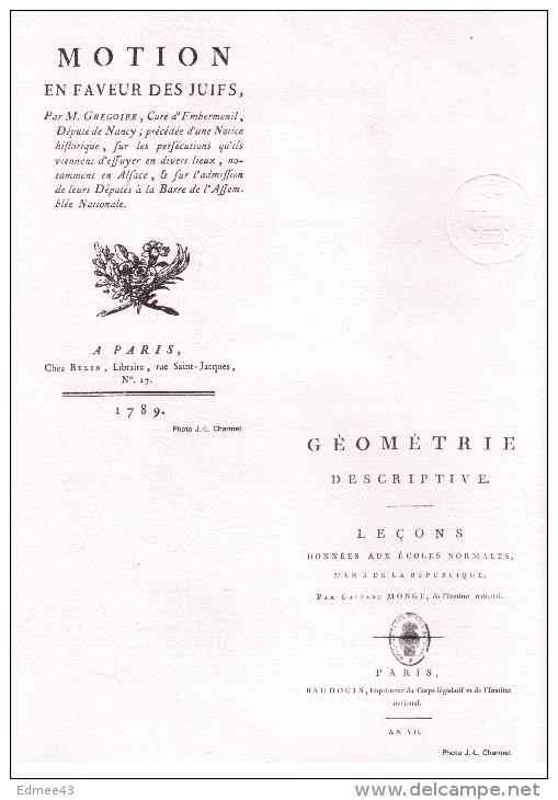 Encart Bloc-feuillet Bicentenaire De La Révolution Française, Gaspard Monge, Abbé Grégoire, Drapeau, Départements, 1990 - Révolution Française