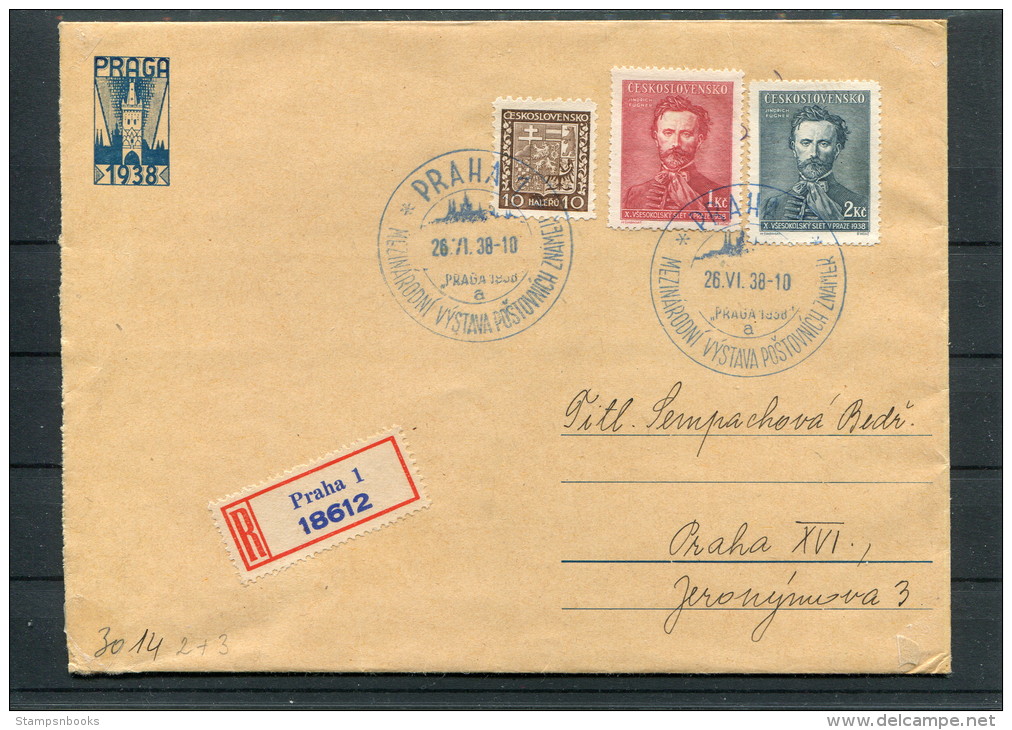 1938 Prague Praha Registered PRAGA Cover - Covers & Documents