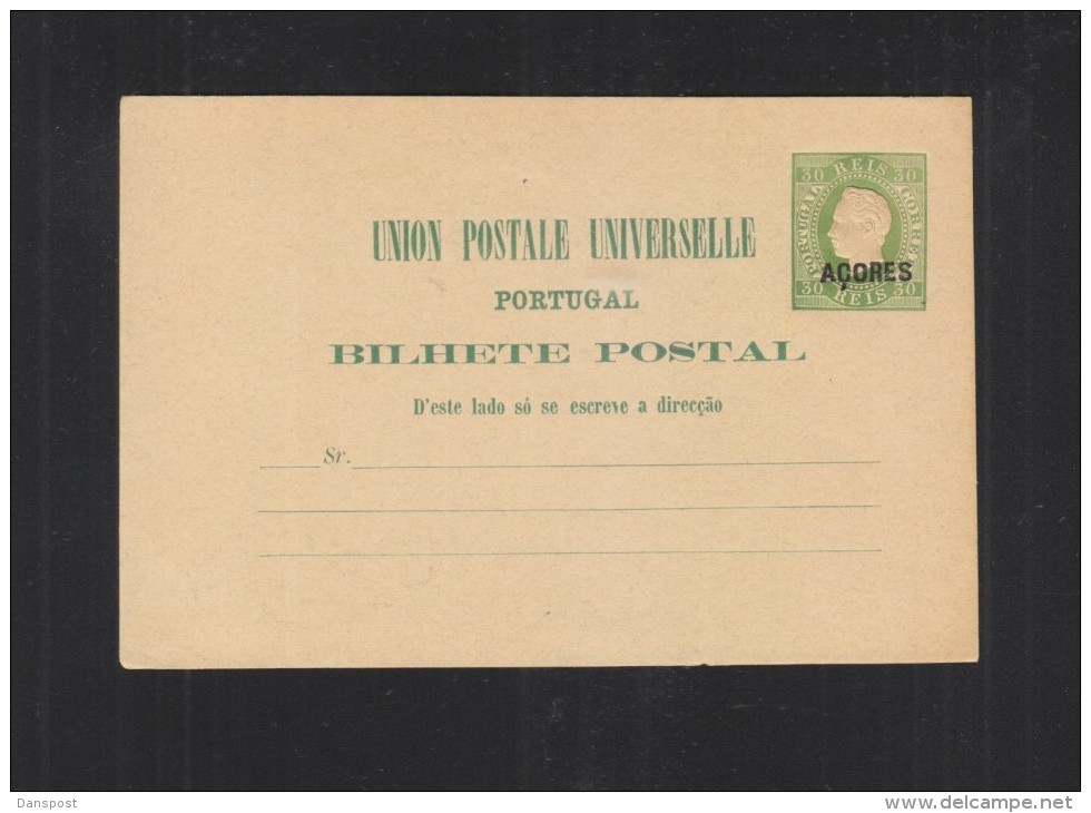 Portugal Acores Stationery Black Overprint - Postal Stationery