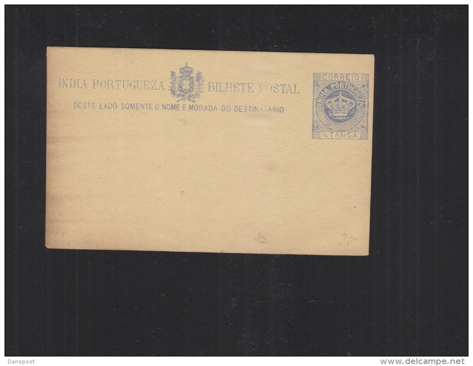 Portugal India Stationery 1/4 Tanga Unused - Postal Stationery
