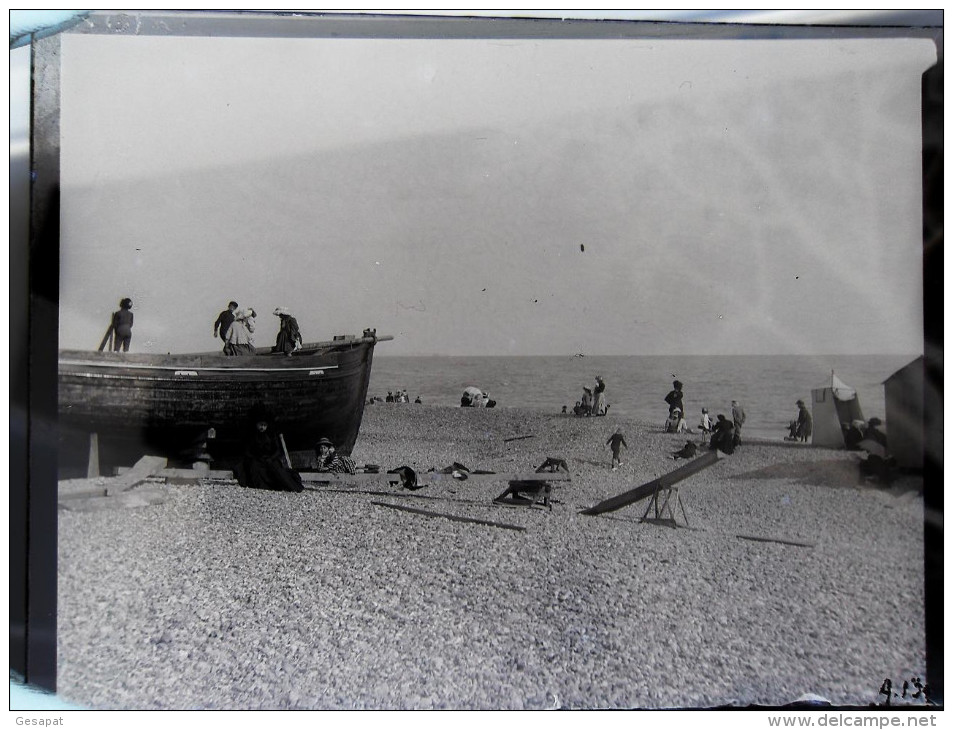 PLAQUE PHOTO VERRE PROCHE DUNKERQUE MALO LES BAINS PLAGE CABINE EPAVE BATEAU - Glass Slides