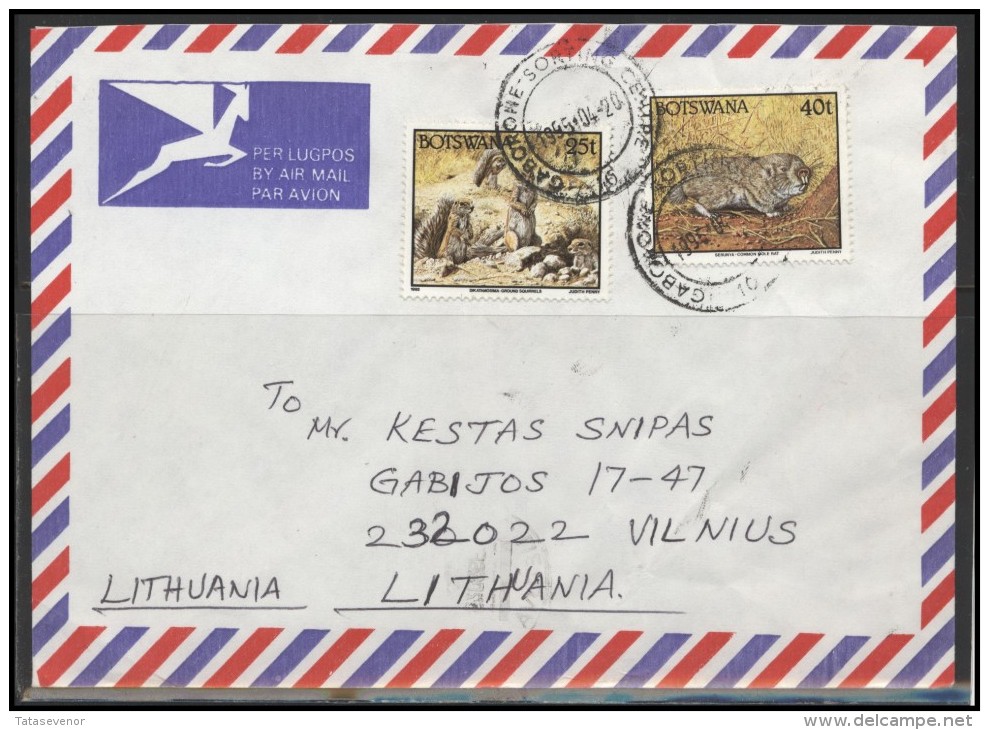 BOTSWANA  Brief Postal History Envelope Air Mail BW 002 Fauna Animals - Botswana (1966-...)