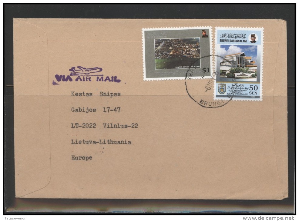 BRUNEI  Brief Postal History Envelope Air Mail BN 001 Personalities Architecture - Brunei (1984-...)