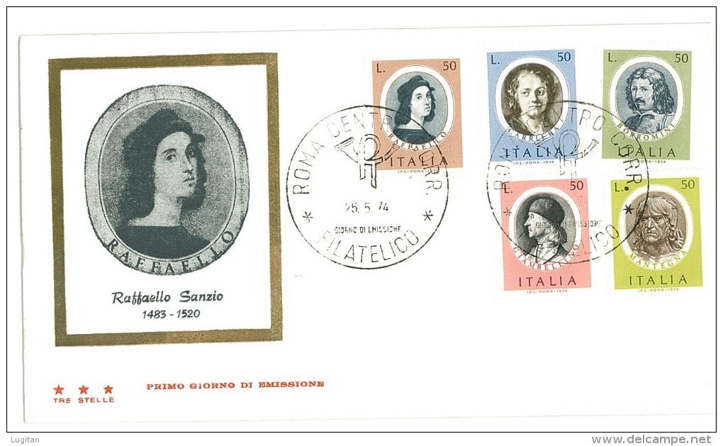 ITALIA FDC TRE STELLE - UOMINI ILLUSTRI -  ANNO 1974 - FDC