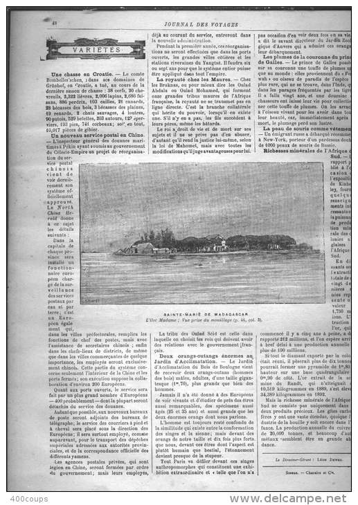 Journal Des Voyages - N° 863 Du 21 Janvier 1894 - Sainte Marie De Madagascar - Les Bohémiens De L´inde - Le Couvent De S - 1850 - 1899