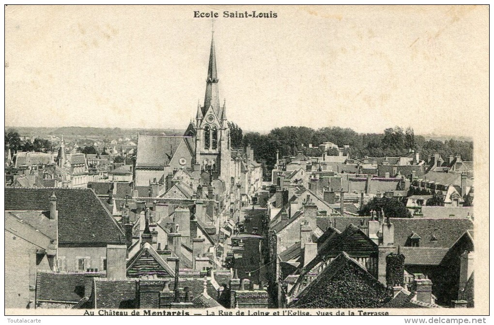 CPA 45 MONTARGIS  LA RUE DE LOING ET L EGLISE VUES DE LA TERRASSE 1939 - Montargis