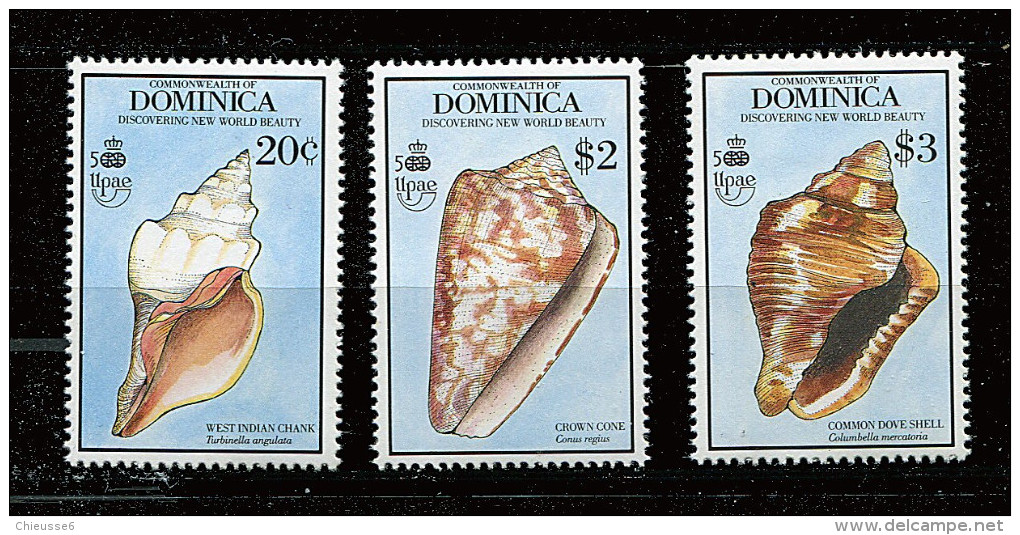 Dominique ** N° 1219 - 1221 - 1222 - Coquillages - Dominica (1978-...)