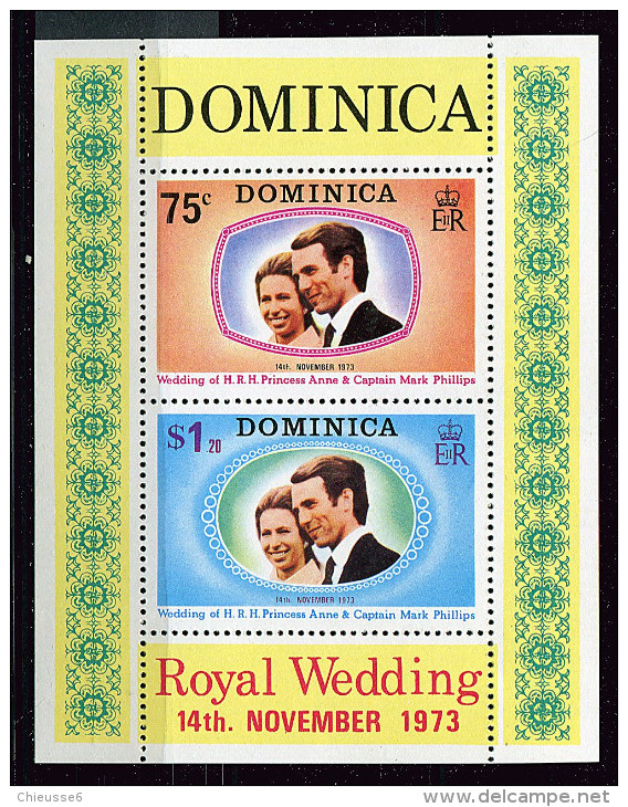 Dominique ** Bloc N° 20 - Mariage De La Princesse Anne - Dominica (1978-...)