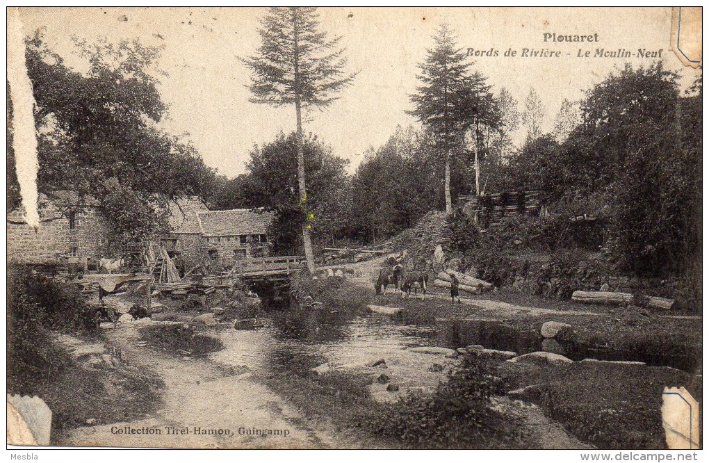 CPA  -   PLOUARET   (22)   Bords De Riviere  -  Le Moulin Neuf   ( Carte Abimée) - Plouaret