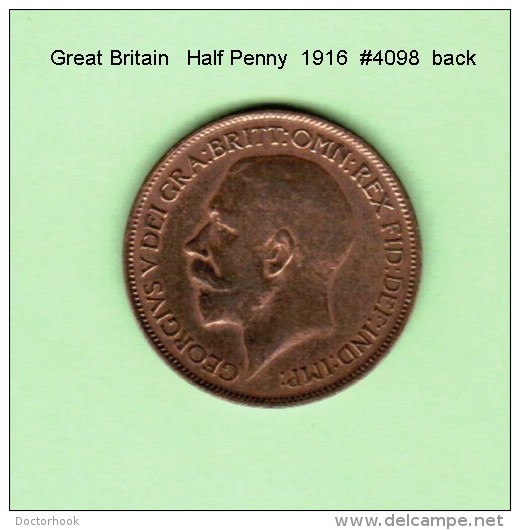 GREAT BRITAIN    1/2  PENNY  1916  (KM # 809) - C. 1/2 Penny
