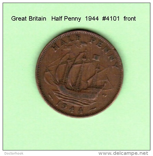 GREAT BRITAIN    1/2  PENNY  1944  (KM # 844) - C. 1/2 Penny