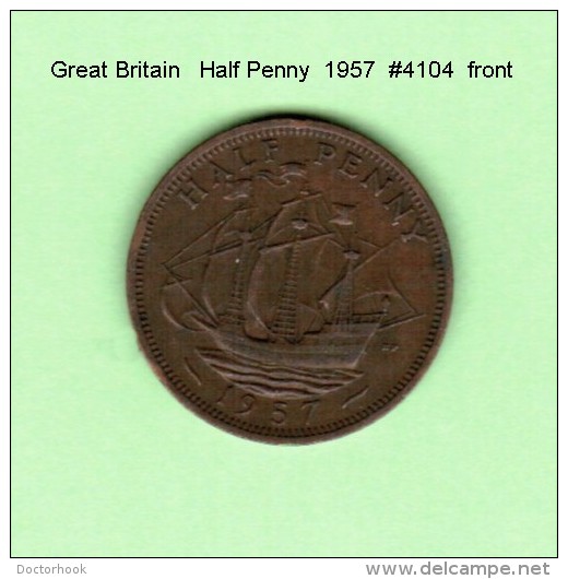 GREAT BRITAIN    1/2  PENNY  1957 (KM # 896) - C. 1/2 Penny