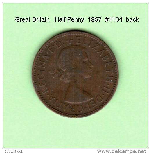 GREAT BRITAIN    1/2  PENNY  1957 (KM # 896) - C. 1/2 Penny
