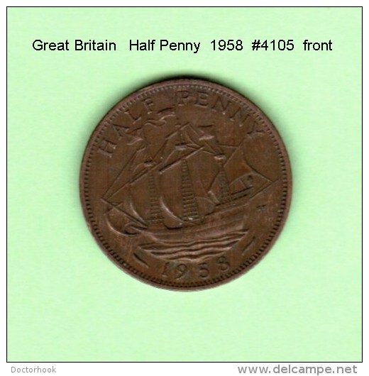 GREAT BRITAIN    1/2  PENNY  1958 (KM # 896) - C. 1/2 Penny