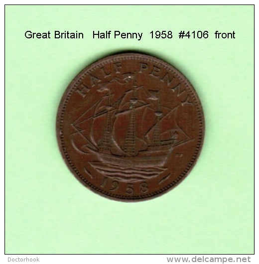 GREAT BRITAIN    1/2  PENNY  1958 (KM # 896) - C. 1/2 Penny