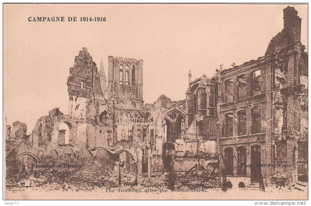 Carte Postale Ancienne - Campagne De 1914-16 - Ypres - L'hôtel De Ville - War 1914-18