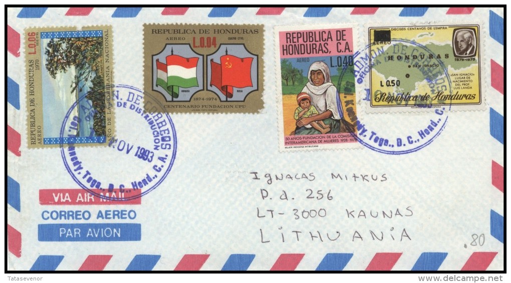 HONDURAS Brief Postal History Envelope Air Mail HN 003 Women Flags Personalities - Honduras