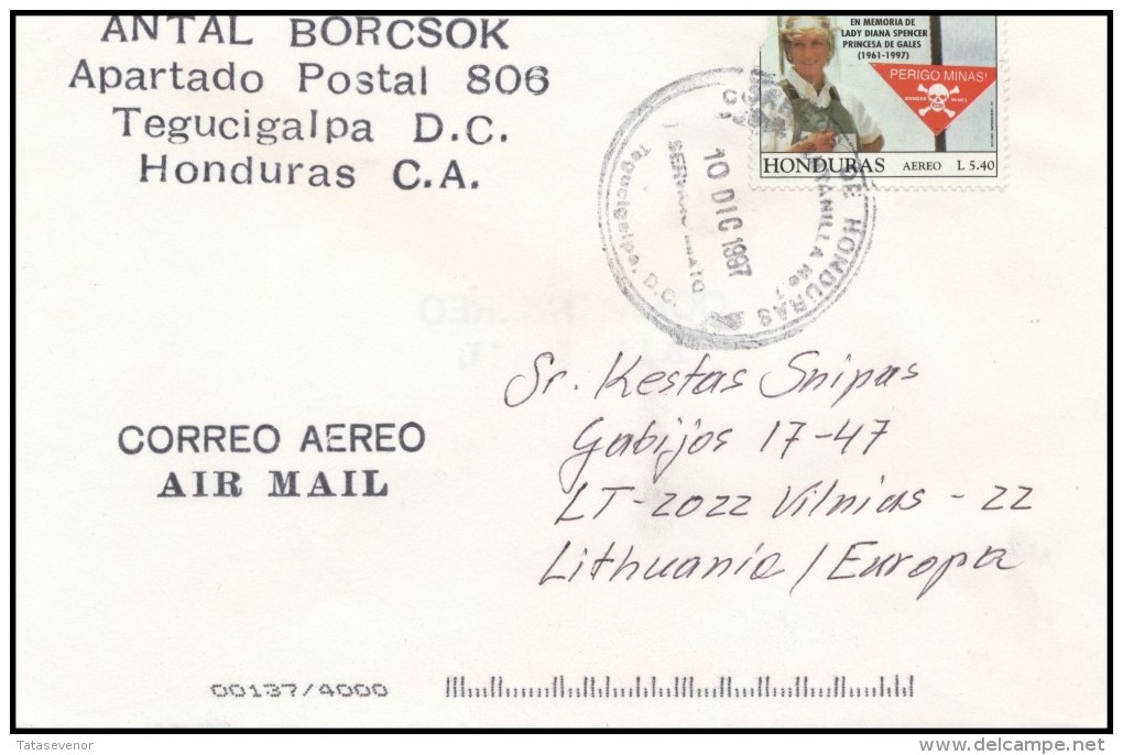 HONDURAS Brief Postal History Envelope Air Mail HN 005 Princess Diana - Honduras