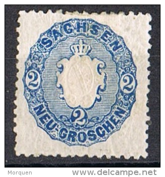Sello 2 Neu Groschen, SACHSEN, Sajonia, Estado Aleman, Num 16 * - Saxony
