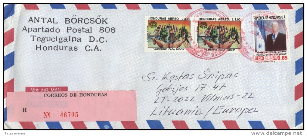 HONDURAS Brief Postal History Envelope Air Mail HN 012 Personalities Care For Nature - Honduras