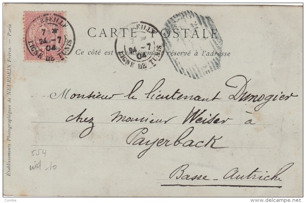 1904, MARSEILLE LIGNE DE TUNIS,  CARTHAGE POUR PAYERBACK AUTRICHE/893 - Maritime Post