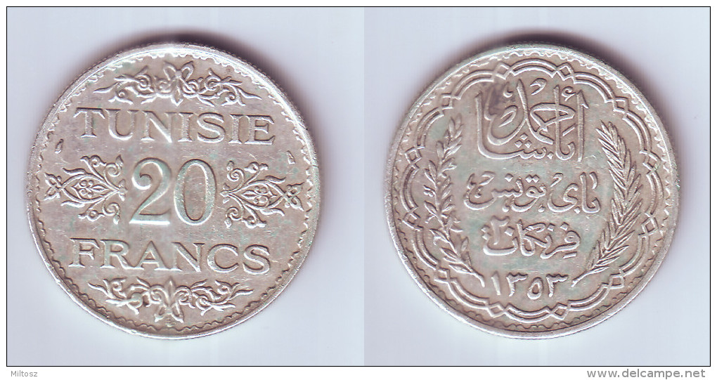 Tunisia 20 Francs 1934 - Túnez