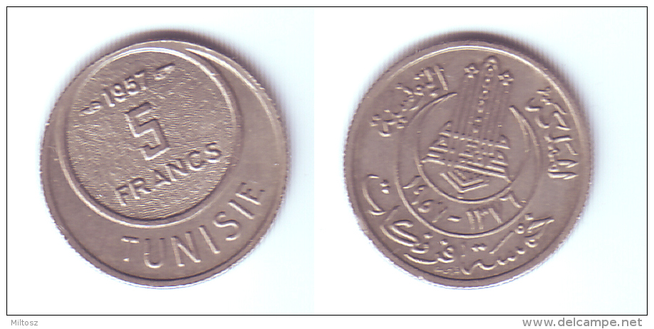 Tunisia 5 Francs 1957 - Túnez