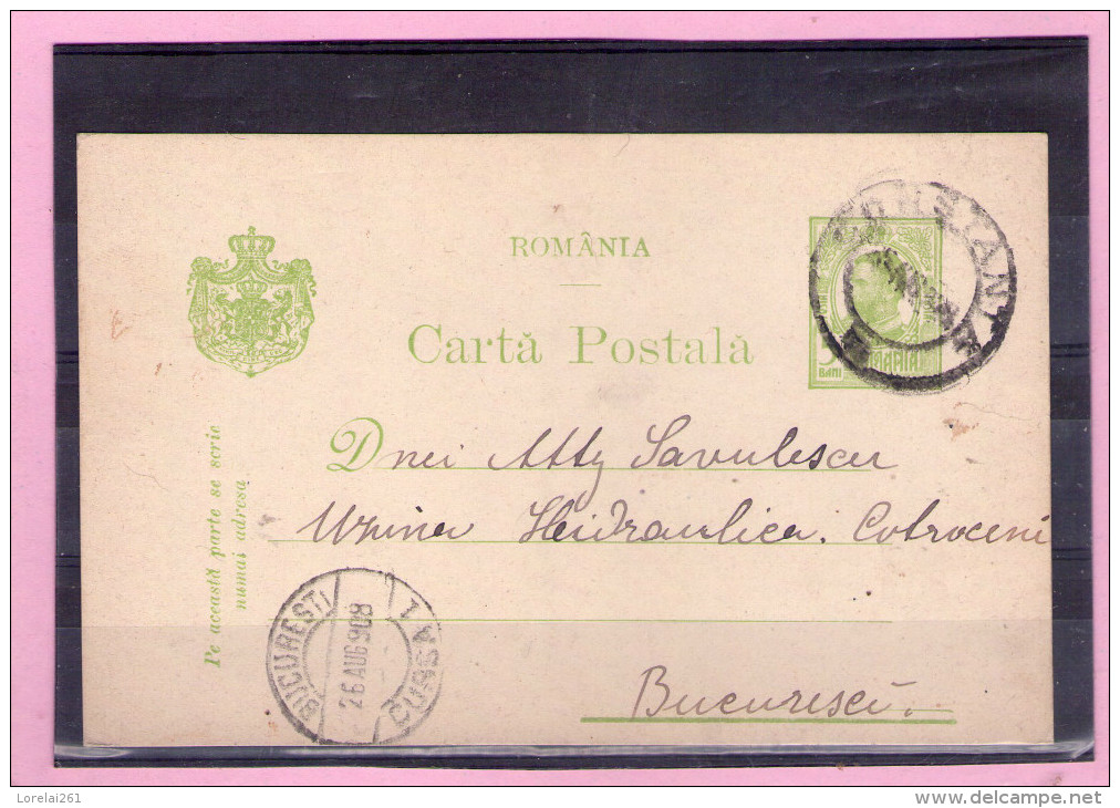 CARTA POSTALA / CAROL I  - Circulata 1908  Cu Francatura BUCURESTI / CONSTANTA - Briefe U. Dokumente