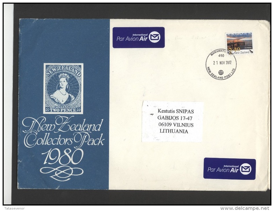 NEW ZEALAND Brief Postal History Envelope Air Mail NZ 002 Birds Lake Sunset - Covers & Documents