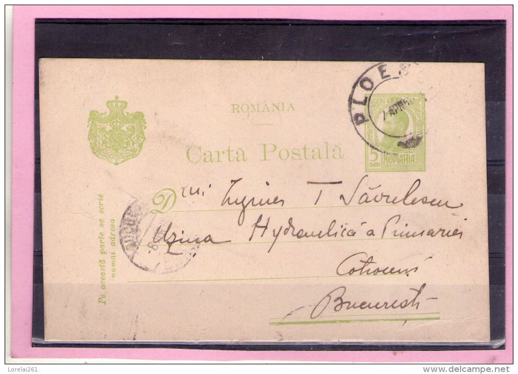 CARTA POSTALA / CAROL I  - Circulata 1908  Cu Francatura BUCURESTI / PLOIESTI - Covers & Documents