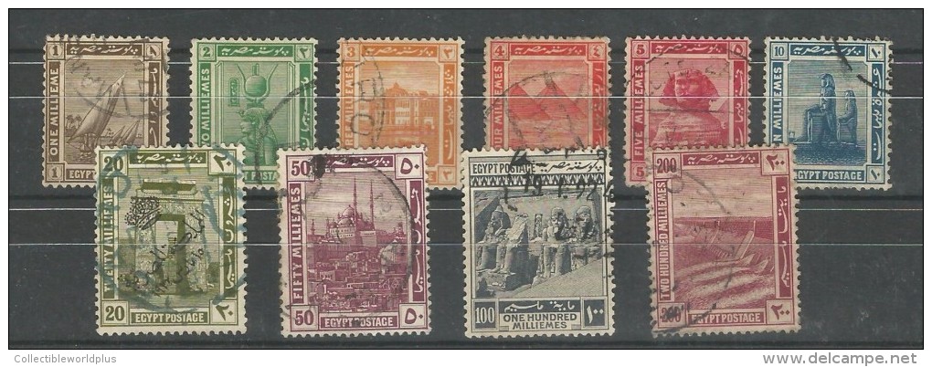 EGYPT 1914 ( PICTORIAL ) STAMP LOT - USED & 20 MILLS OVERPRINTED FROM 1922 CROWN SET - 1866-1914 Khedivato De Egipto